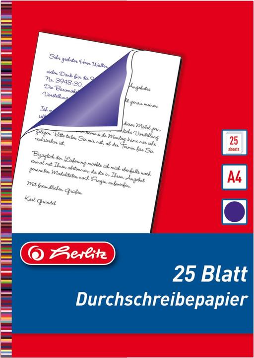 Actual product image Herlitz Carbonless copy paper, DIN A4, content: 25 sheets blue writing (25 x, A4)