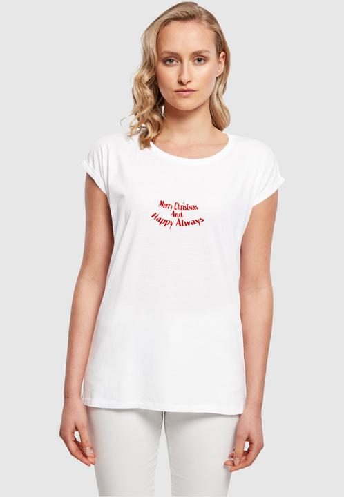 Produktbild Merchcode Ladies Merry Christmas And Happy Always Extended Shoulder Tee - 116937 (M)