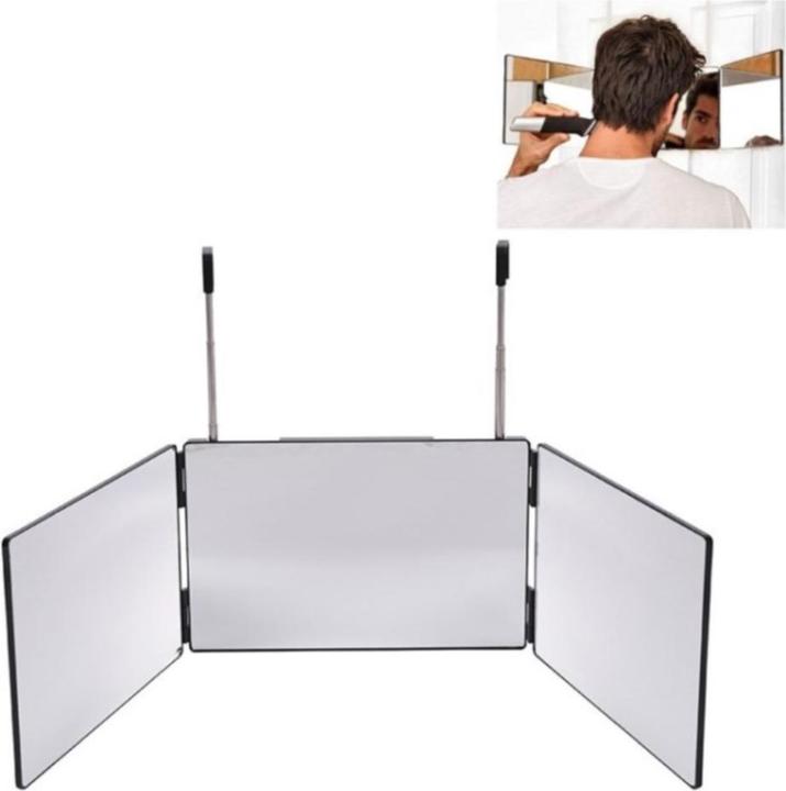 Actual product image Noya Klappbarer Kosmetik Spiegel 93x20x3cm mit 360° Ansicht und Aufhängung Schwarz