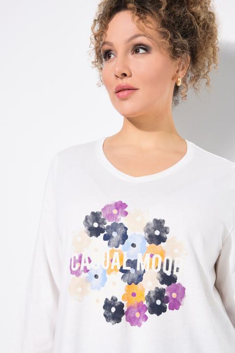 Produktbild Ulla Popken Shirt, Blüten, Classic, V-Ausschnitt, 3/4-Arm (58)