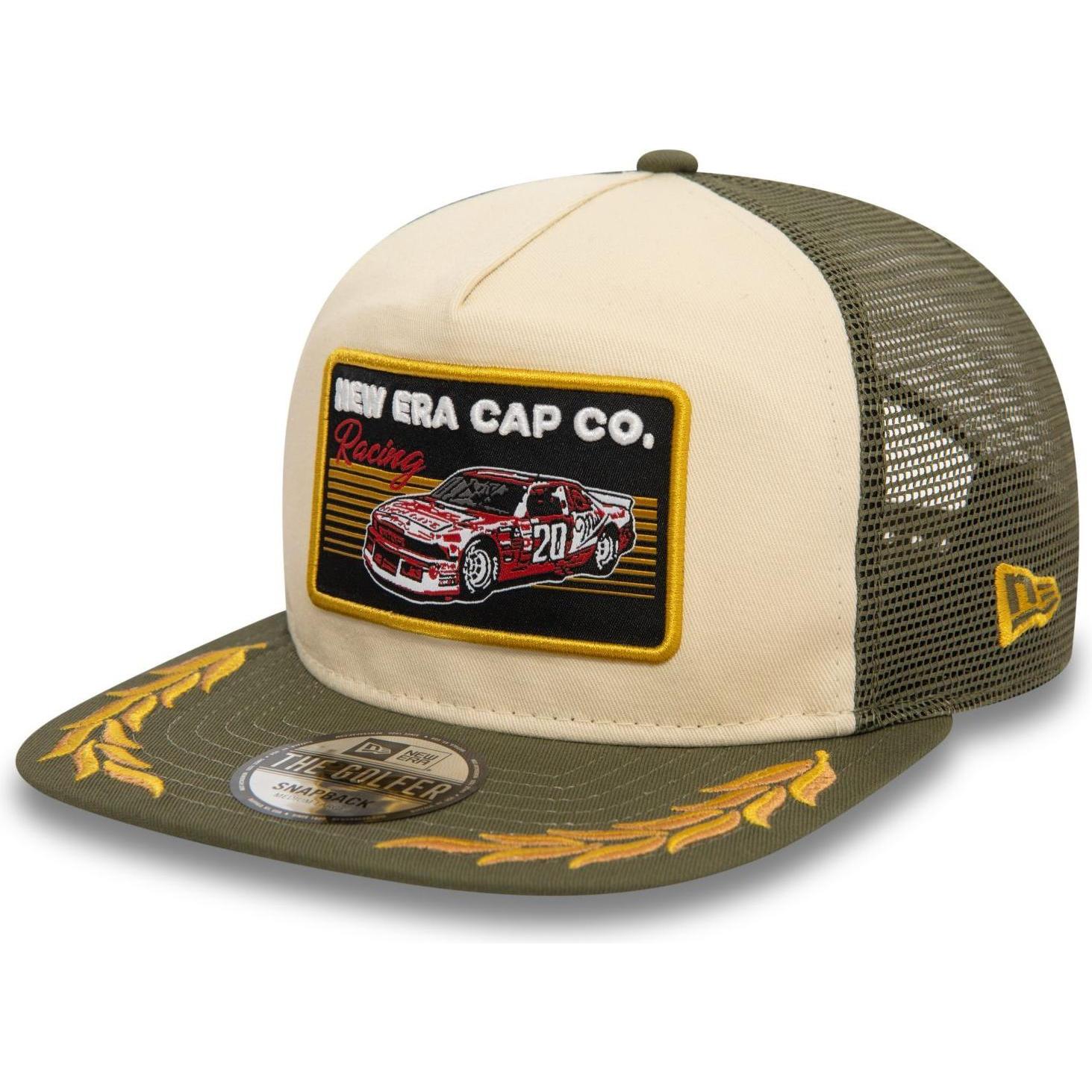 New Era, Herren, Cap, Golfer Mesh Snapback Cap - MOTORSPORT oliv - M/L, Grün, (M)