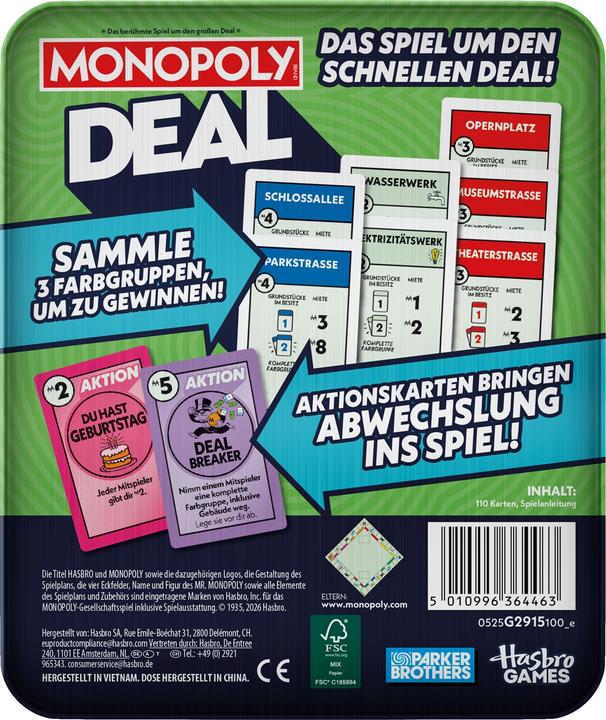 Actual product image Hasbro Gaming Monopoly Deal Tin (German, 2 - 5 Players)