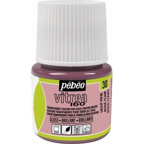 Pebeo, Künstlerfarbe + Bastelfarbe, Vitrea 160 Glänzendefarben (hellrosa, 45 ml)