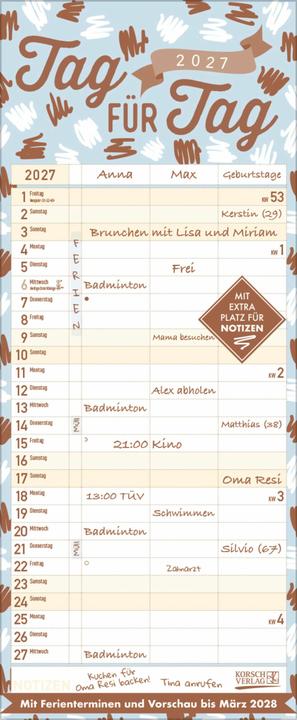 Produktbild Premium Familientimer Tag für Tag 2027