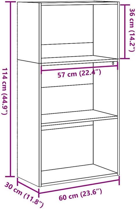 Produktbild VidaXL Bücherregal Regal Standregal Büroregal Aufbewahrungsregal Räuchereiche (60 x 30 x 114 cm)
