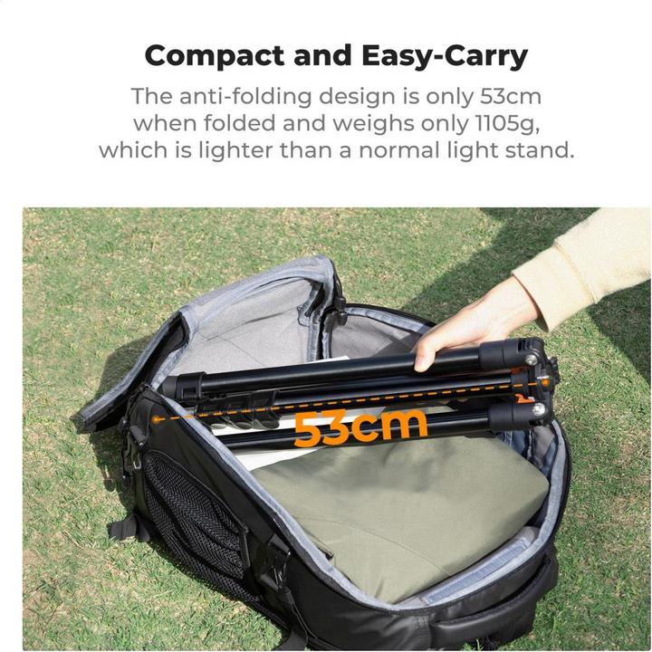 Produktbild K&F Concept 2.6m Extendable/Foldable Photography Light Stand, Carbon Fiber (5 kg)