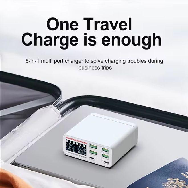 Produktbild MU Classic 72W Schnellladegerät mit Display, 6 Ports (4x USB-A, 2x USB-C) (72 W, 6 Ports)