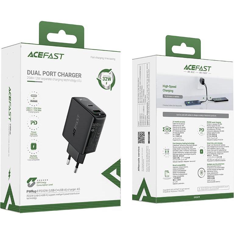 Thumbnail - Acefast A5 (32 W), USB Ladegerät, Schwarz
