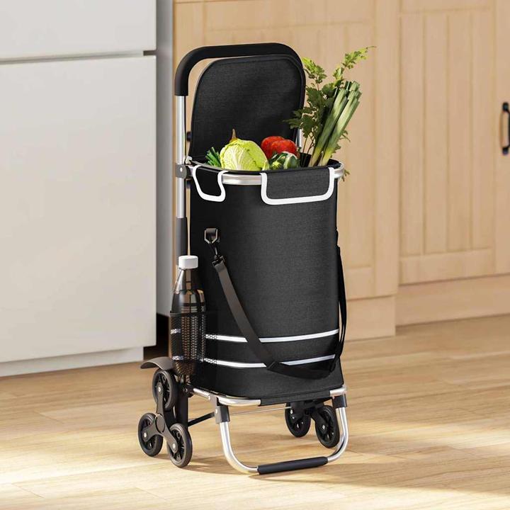 Produktbild VidaXL Einkaufstrolley mit Treppensteiger Schwarz 40 L