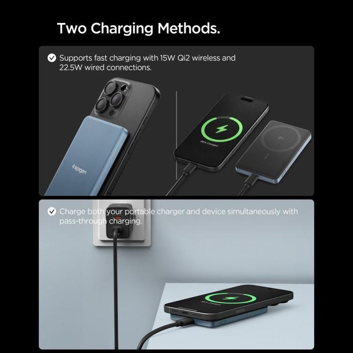 Actual product image Spigen Powerbank EA2205MQ ESSENTIAL MAGSAFE POWER BANK 5000MAH 22.5W QI2 TEAL BLUE (5000 mAh, 22.50 W)