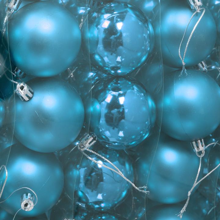 Produktbild Relaxdays - Weihnachtskugeln 50er Set, Türkis/ Silber, 7 x 6 cm (50-teilig)