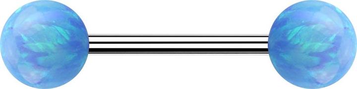 Image du produit Star Piercing Micro Barbell argent avec deux boules opale bleu clair (Acier chirurgical 316L, sans laiton)