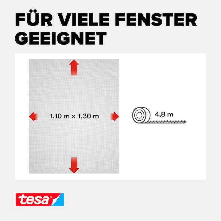 Actual product image tesa Insect screen STANDARD for windows, with Velcro tape, without drilling (110 x 130 cm)