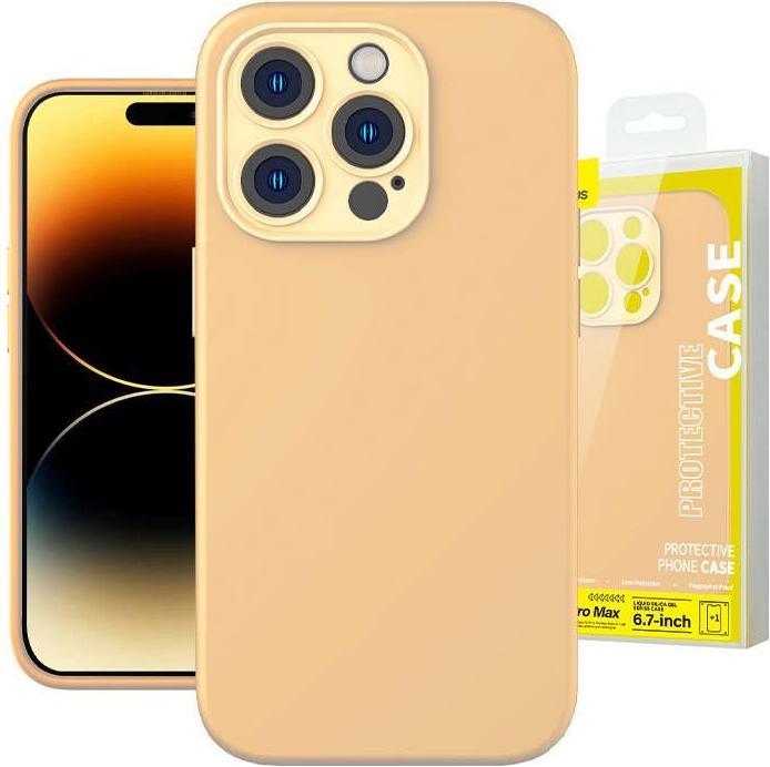 Actual product image Baseus Liquid Silica Gel Case for iPhone 14 Pro Max (Sunglow)+ tempered glass + cleaning kit (Apple iPhone 14 Pro Max)