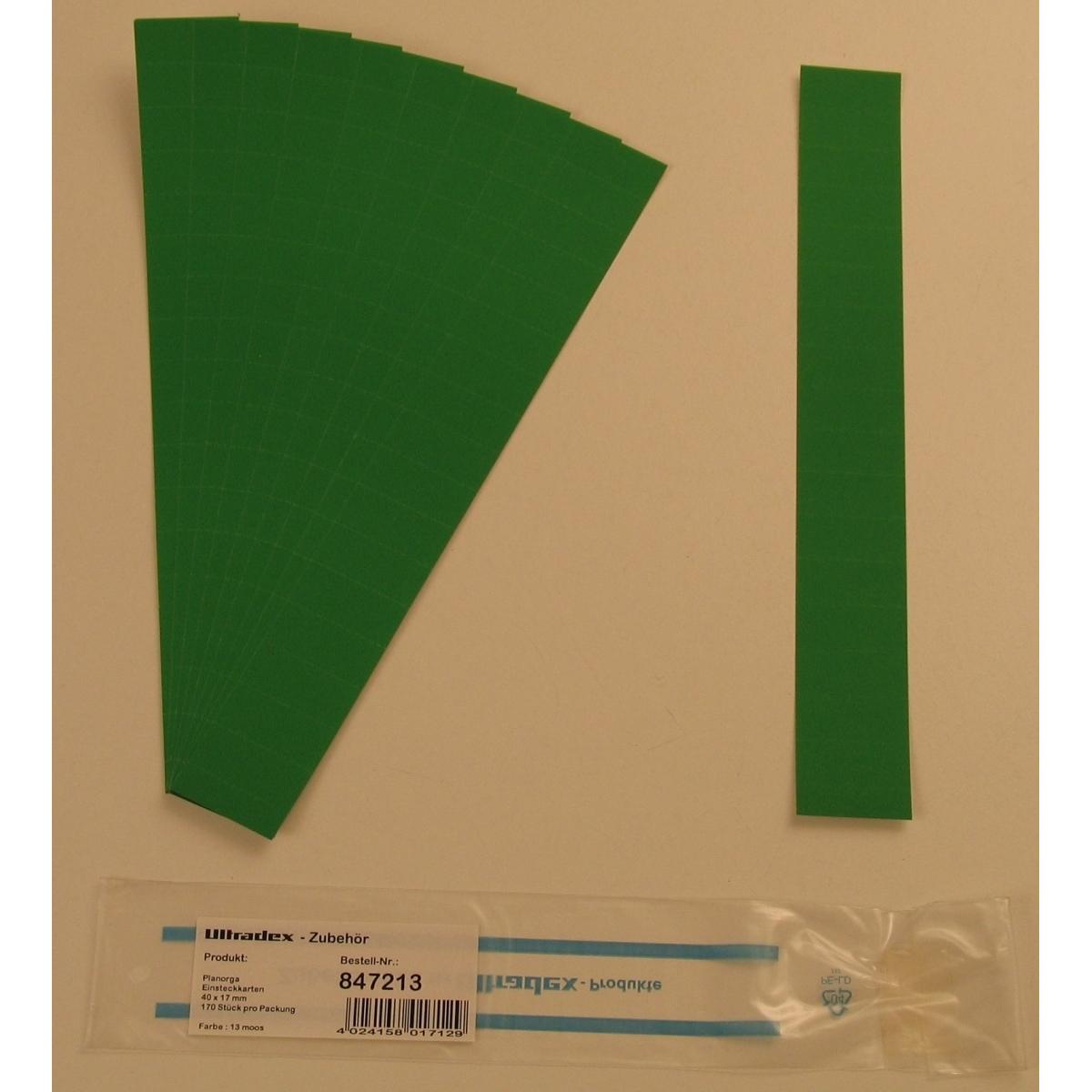 Ultradex, Kartenaufbewahrung, Einsteckkarten für 20mm Einsteckschiene 40x17mm VE=170 Stück moos