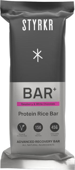 Styrkr - BAR+ Raspberry & White Chocolate Recovery Bar - 12er BOX (45 g, 12 Stk.)