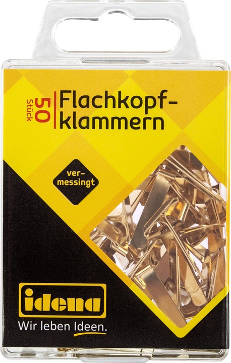 Produktbild Idena Flachkopfklammern 50Stk., vermessingt (50 x)