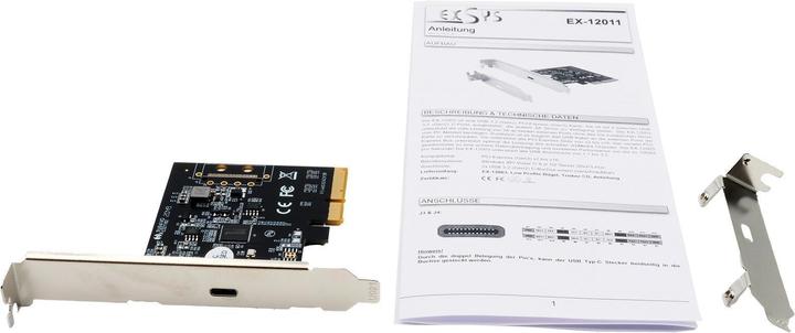 Actual product image Exsys GmbH USB 3.2 Gen2x2 PCIe (x4) card with 1 port C connector