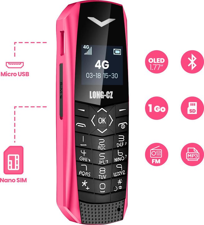 Produktbild Avizar Mini 4G-LTE-Handy ultrakompakt 5 Std. Akkulaufzeit