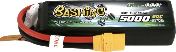 Immagine prodotto Gens Ace Accumulatore LiPo Bashing 5000mAh 11.1V 3S1P 60C XT90 (11.10 V, 5000 mAh)