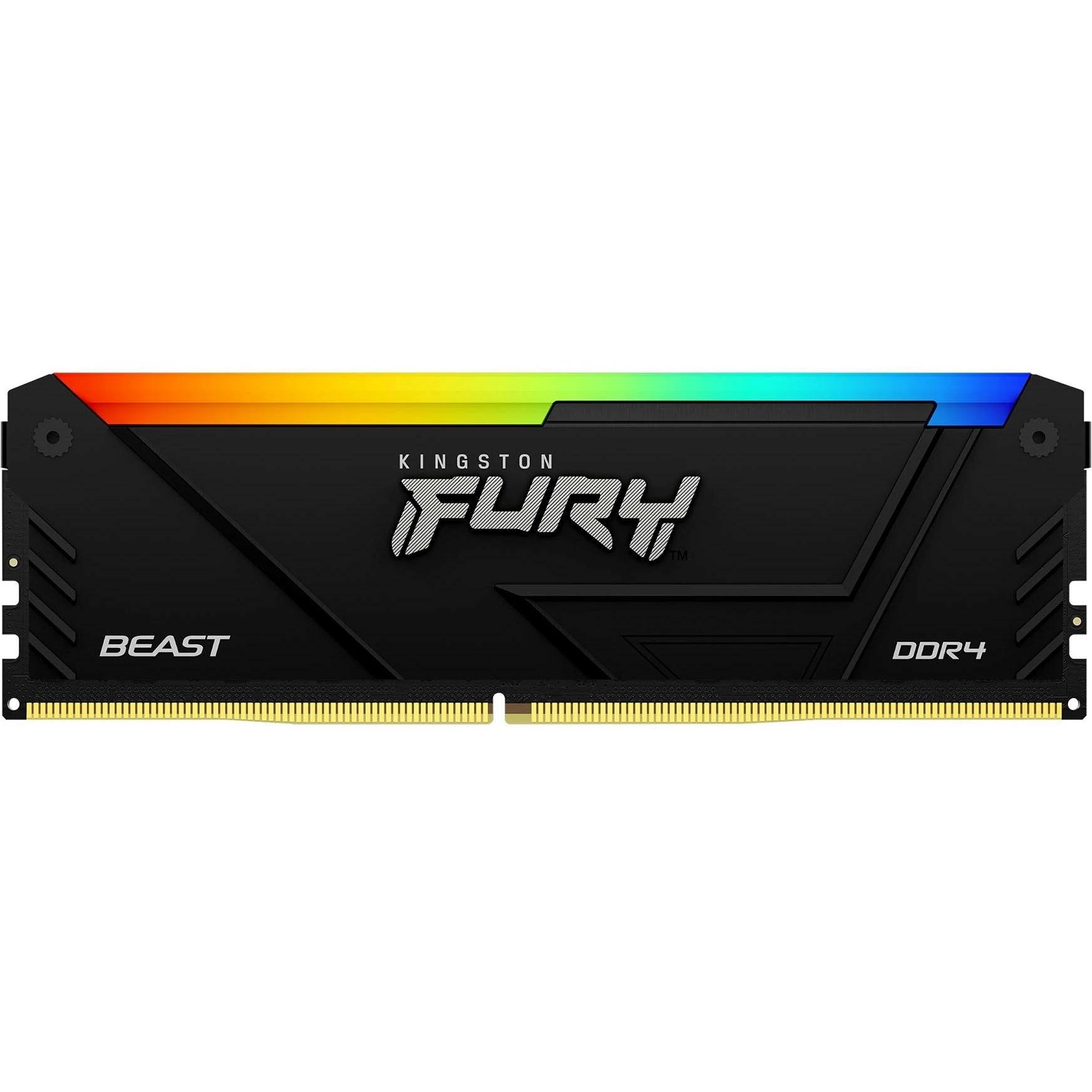 Kingston FURY Beast RGB (1 x 16GB, 3200 MHz, DDR4-RAM, DIMM), Memoria RAM, Multicolore