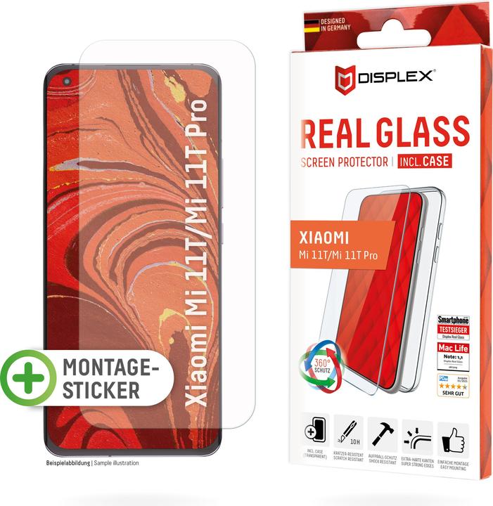 Produktbild Displex Real Glass, 2D Panzerglas + Handyhülle (1 Stück, Xiaomi Mi 11T Pro, Xiaomi Mi 11T 5G)