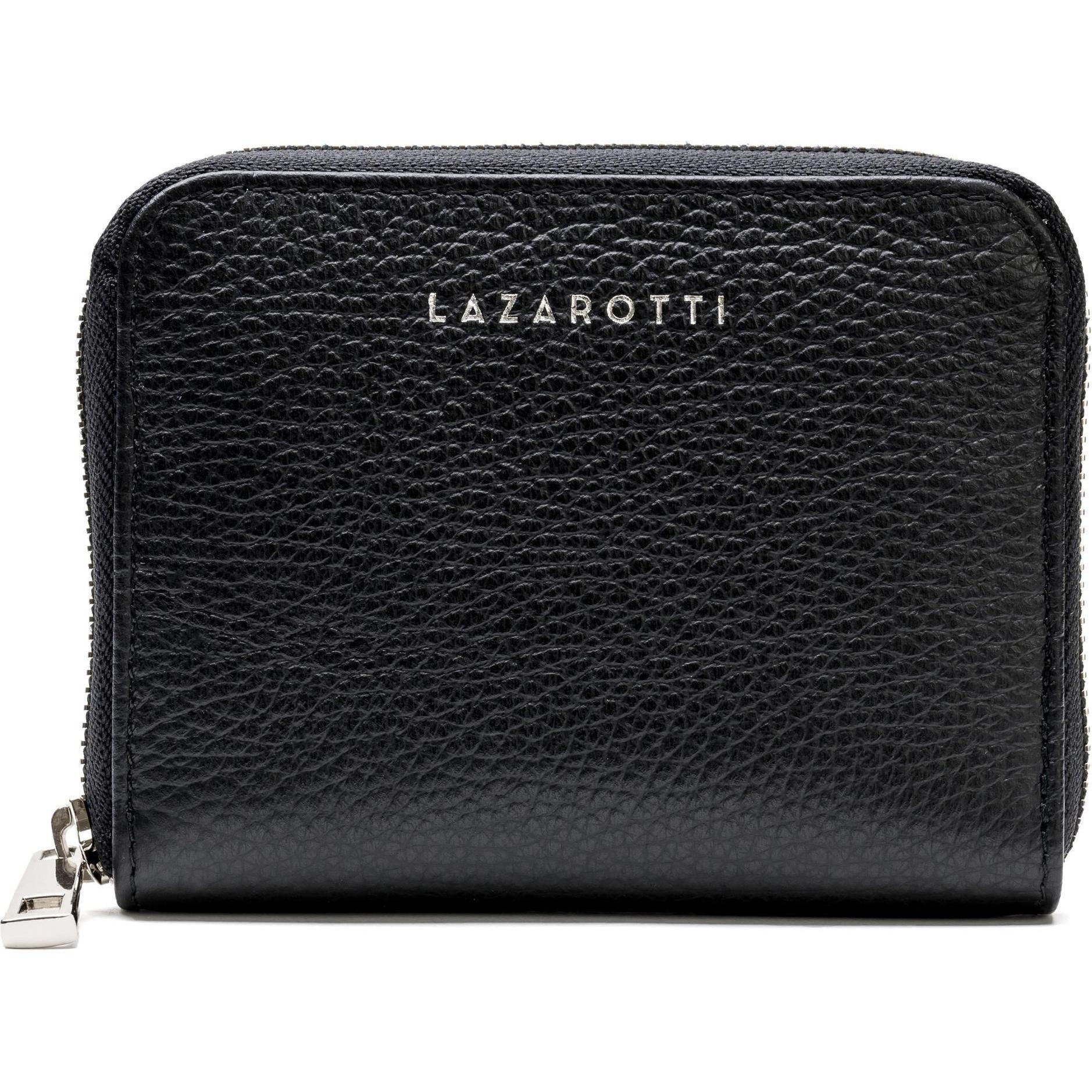 Lazarotti, Damen, Portemonnaie, Milano Leather Geldbörse Leder 13,5 cm, Schwarz