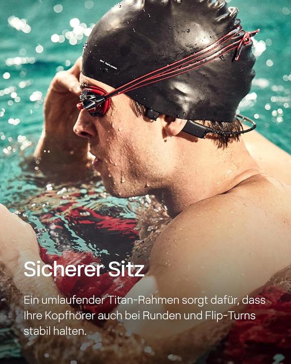 Image du produit Shokz OpenSwim Knochenschallkopfhörer für Sport & Schwimmen (Pas de réduction du bruit, 8 h, Sans fil)