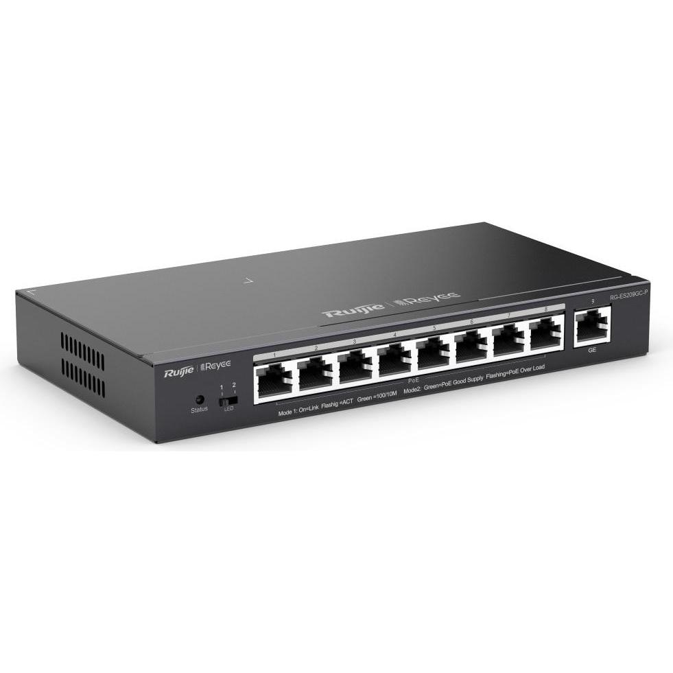 Thumbnail - Ruijie NET SWITCH 9PORT 1000M POE+ (9 Ports), Netzwerk Switch, Schwarz