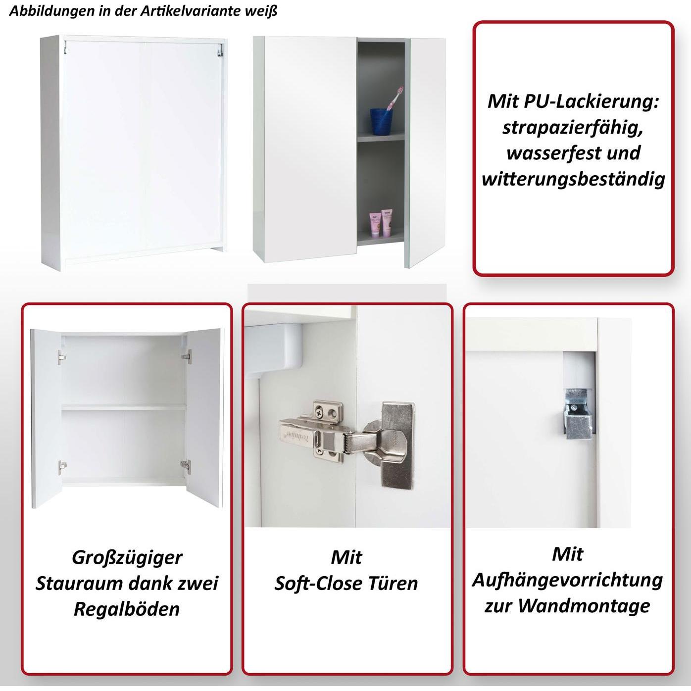 Thumbnail - MCW, Spiegelschrank, B19b-60 (70 x 60 x 16 cm)