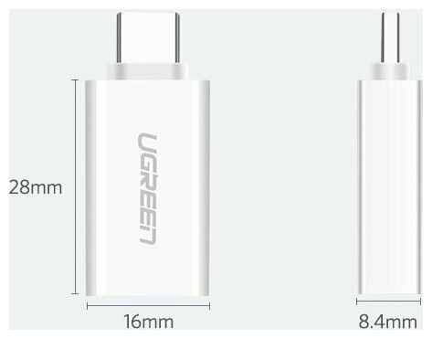 Image du produit Ugreen Adaptateur USB-C 3.1 vers USB-A 3.0 femelle (USB-A, USB-C, 28 cm)