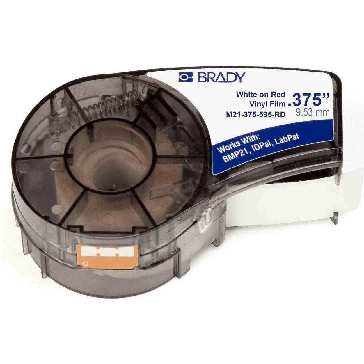 Brady, Etiketten, M21-375-595-RD-WT, Vinyl, Weiss auf Rot, 9,53mm x 6,4m, permanent, endlos