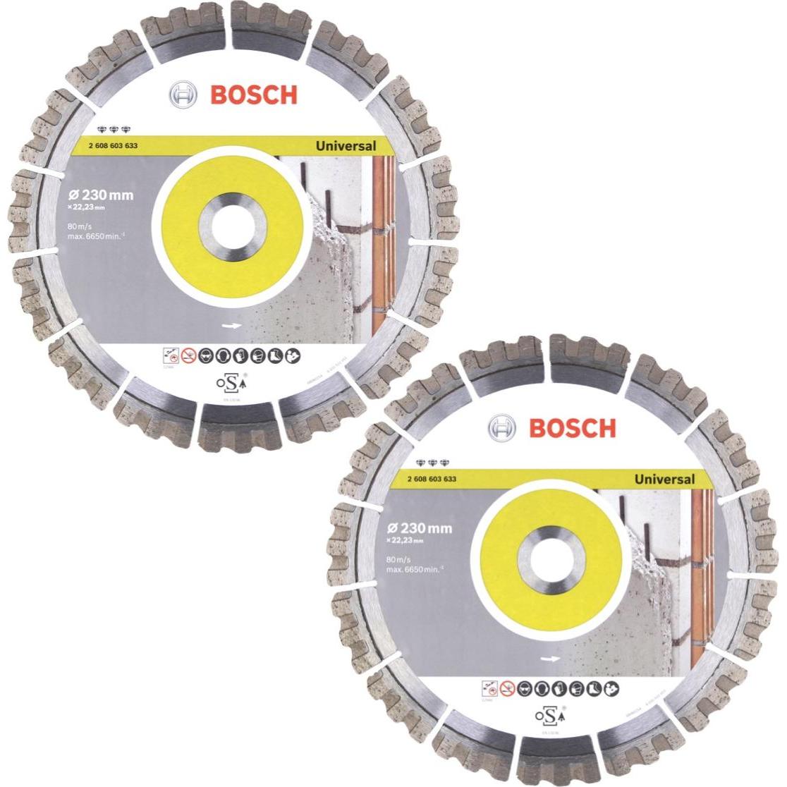 Thumbnail - Bosch Professional, Sägeblatt, Bosch Diamant Trennscheibe Set 2x Best for Universal 230 x 22,23 mm ( 2x 2608603633 )