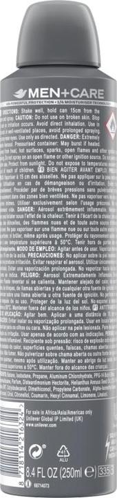Immagine prodotto Dove Men+Care Clean Comfort Deodorante Anti-Traspirante Spray 250ml (Getto vaporizzato, 250 ml)