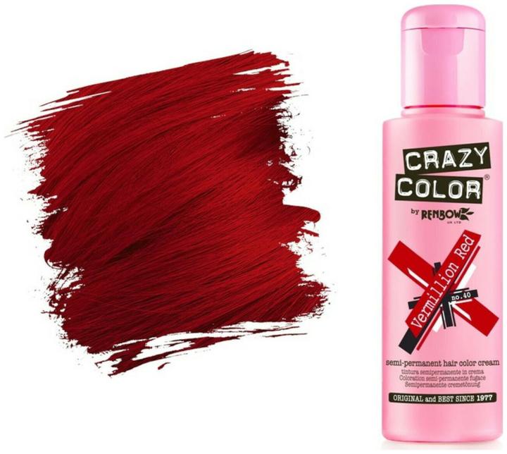 Image du produit Crazy Color Crazy Colour Renbow Crème colorante semi-permanente pour cheveux 100ml 40 Vermillion Red (40 Vermillion Red)