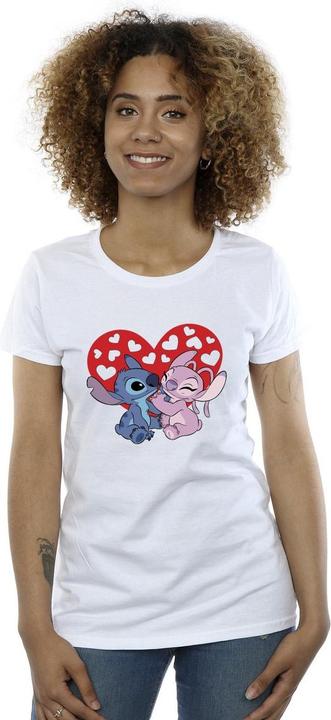 Actual product image Disney Womens/Ladies Lilo & Stitch Hearts Cotton T-Shirt (XXL)