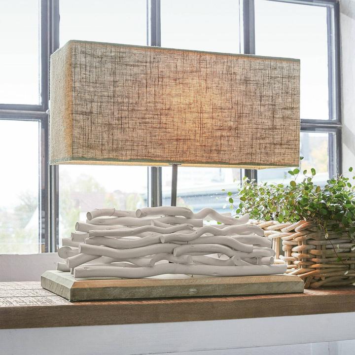 Actual product image Loberon Caribou table lamp linen/white (E27)