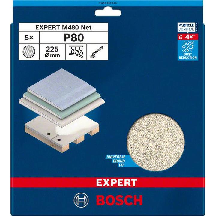 Produktbild Bosch Professional Zubehör EXPERT M480 Schleifnetz, 225 mm, G 80, 5 Stück (G 80)