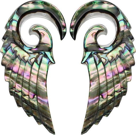 Produktbild Star Piercing Ohrgewicht Spirale Engelsflügel aus Abalone (2stk) (ohne Messing, Organisch)