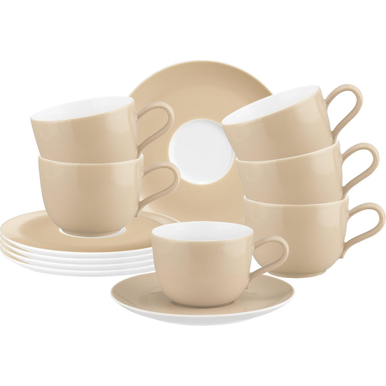 Seltmann, Tasse, Liberty Pure Colors Kaffeetassen mit Untertassen (260 ml, 6 x)