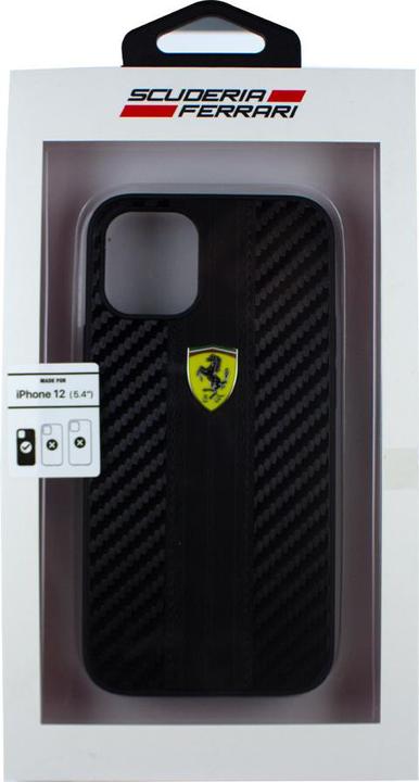 Produktbild Ferrari FESNECHCP12SBK iPhone 12 mini 5,4" czarny/black hardcase On Track PU Carbon (Apple iPhone 12 mini)