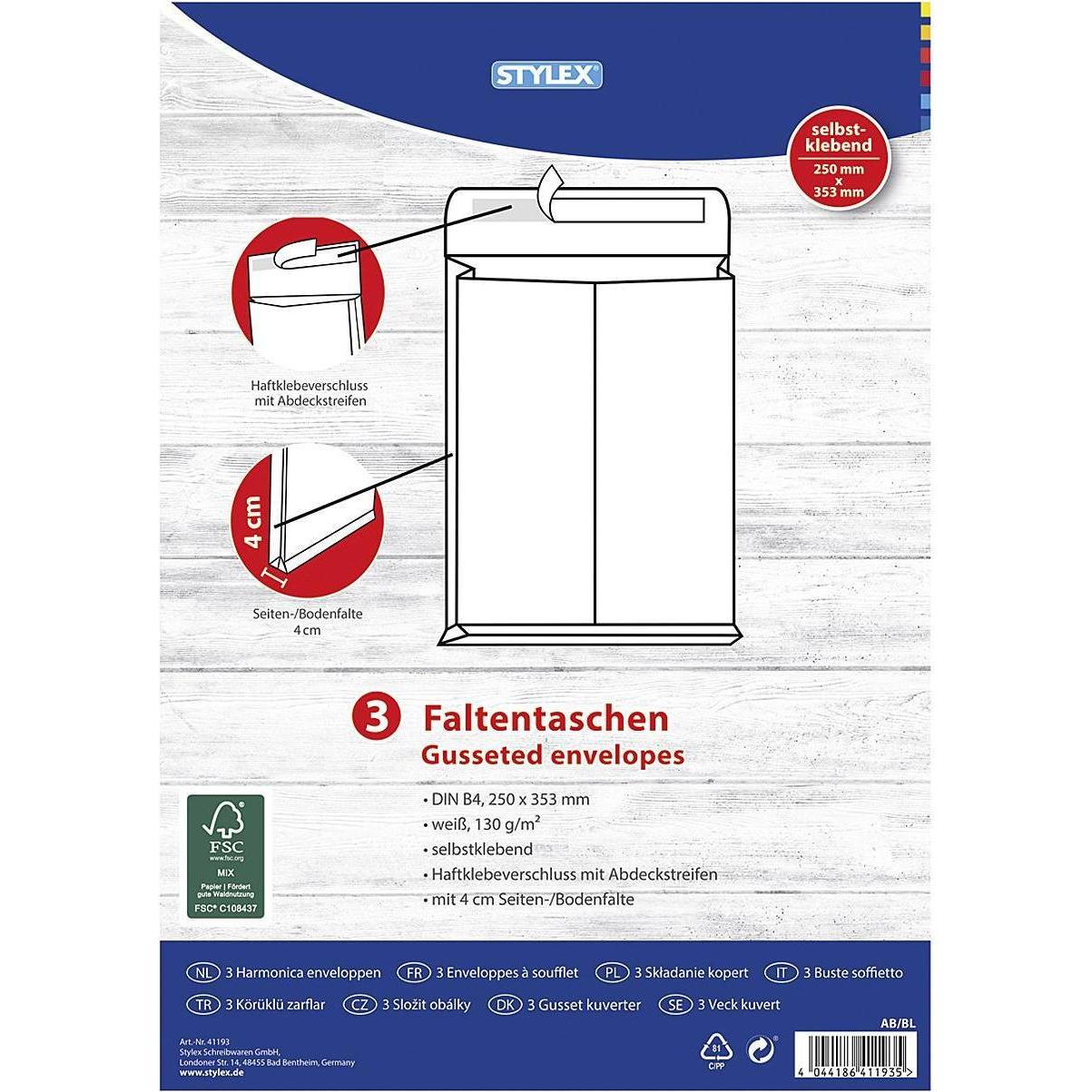 Stylex FaltenVersandtaschen B4 ws 3St (3 Stk.) (41193)