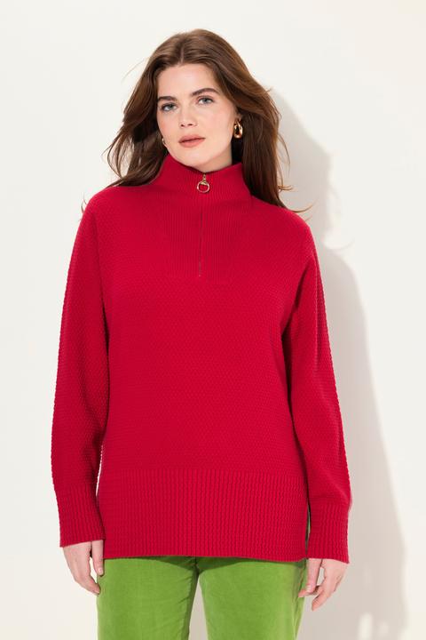 Actual product image Ulla Popken Knit Troyer Collar Long Sleeve Sweater (54)