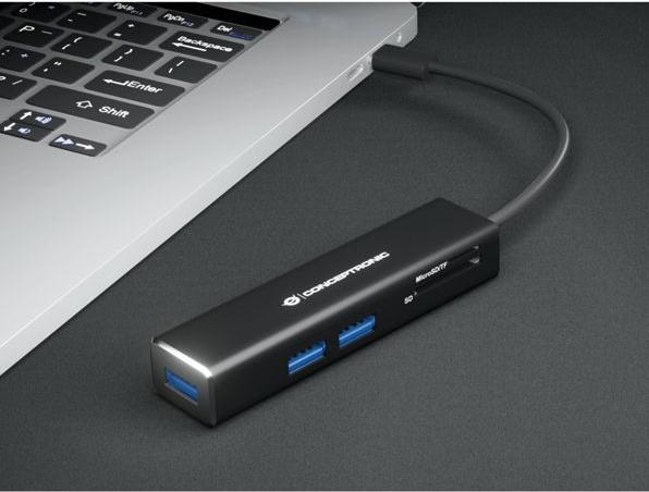 Produktbild Conceptronic DONN08B Schnittstellen-Hub USB 3.2 Gen 1 (3.1 Gen 1) Type-C 5000 Mbit/s Schwarz (USB-C, 3 Ports)