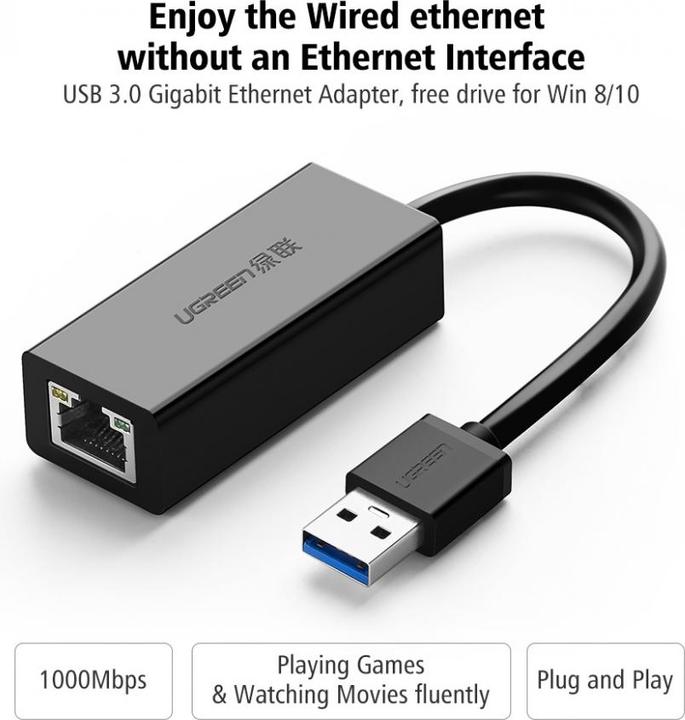 Immagine prodotto Ugreen Adattatore USB 3.0 Gigabit Ethernet per PC Mac Chromebook (USB 3.0)
