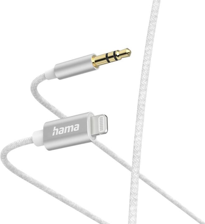 Productafbeelding Hama Audiokabel, Lightning - 3,5 mm jackplug, 1,0 m, Wit (1 m, 3,5 mm aansluiting (AUX))
