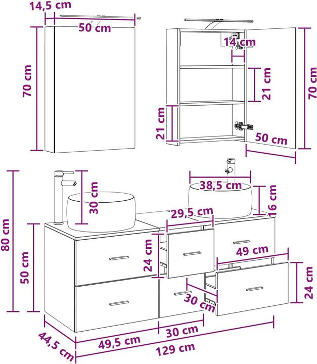 Immagine prodotto vidaXL Badezimmer Spiegel (44.50 x 66 cm)