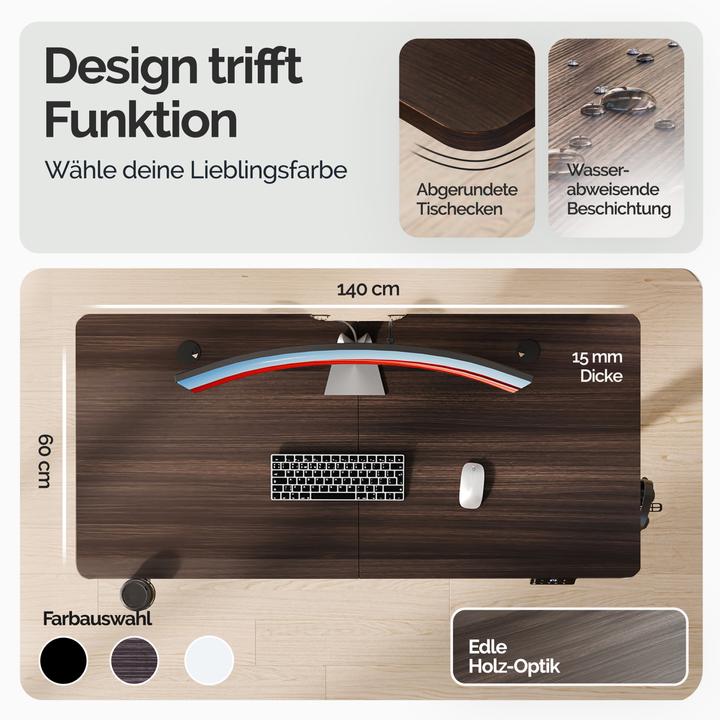 Image du produit Casaria Bureau réglable en hauteur (140 x 60 x 118 cm)