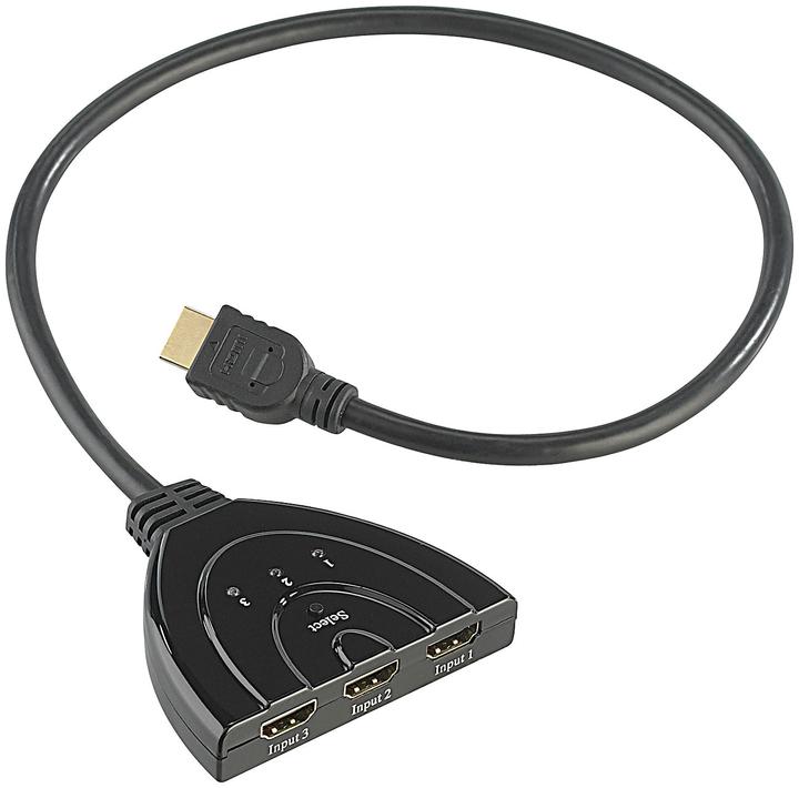 Produktbild Auvisio Automatischer 3-fach-HDMI-Umschalter für Full-HD-TVs (3D), HDMI 1.3b