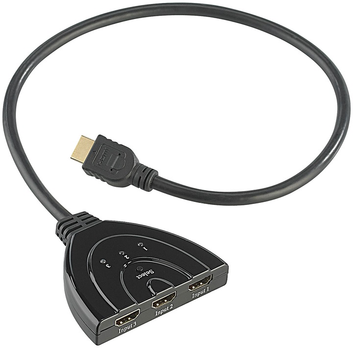 Auvisio Commutatore HDMI automatico a 3 vie per TV Full HD (3D), HDMI 1.3b